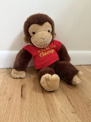 Curious George Monkey Plush Stuffed Animal Brown/Beige w/ Red Shirt Small 1980