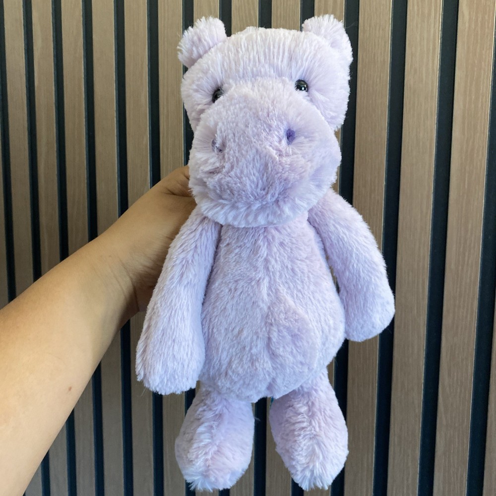 Jellycat Bashful Hippo – Medium 12″ Lilac – Retired & Rare – Brand New with Tags