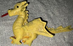 Yellow Dragon Plush 5” * 9” ( Tag Removed) Shimmer Ty? Vtg See Pics