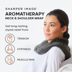 Sharper Image Heated Neck & Shoulder Wrap – 1 Count (Pack of 1), Grey