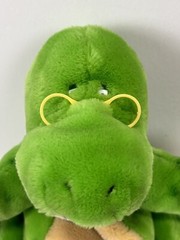 Dakin McGraw Hill Readasaurus Plush Green Dinosaur Hand Puppet Glasses Stuffed