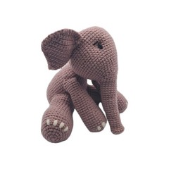 Handmade Crochet Elephant Plush Gray Stuffed Animal Soft Toy