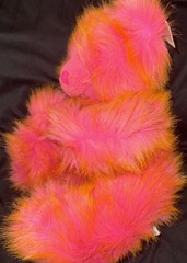 Russ Taffy Teddy Bear Plush Pink Orange Shaggy Fur Has Hang Tag Custom Necklace