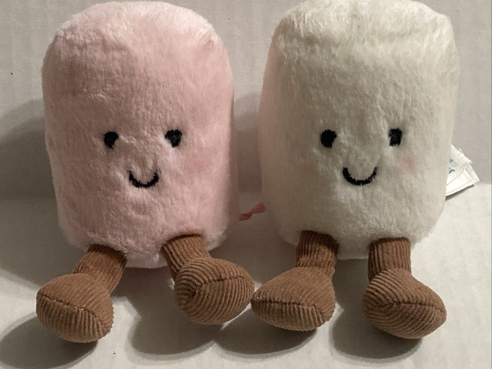 Jellycat Amuseables Marshmallows Pink/White Plush 3.5in EUC
