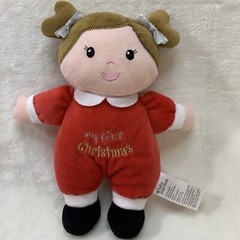 Baby Starters My First Christmas Doll Plush Stuffed Animal Toy Red Silver Bows