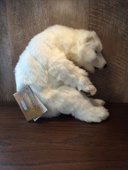 HANSA TOY INTL White Plush Lying Sleeping 12” Polar Bear Realistic Animal