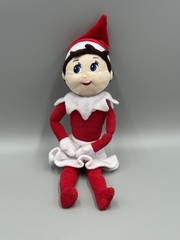 Elf Doll Plush 15 Inch Stuffed Toy Red White Blue Eyes Santa Hat No Tag