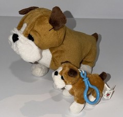 Webkinz Lot HM126 Bulldog And WE000400 Kinz Klip Plush Stuffed Animals (NO Code)