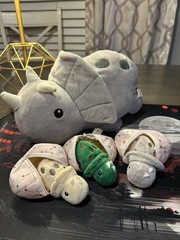 Snug A Babies Plush Gray Dinosaur Triceratops Mommy 3 Babies Dinos In Eggs 2022