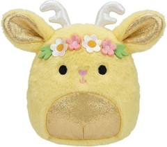 Squishmallows Juana the Jackalope Plush Toy, Yellow Deer with Flower Crown, 5 In