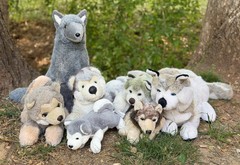 LOT OF 7 Wolf Husky Mix Variety Stuffed Plush Dogs Unipak Lelly Trudi Ajena Keel