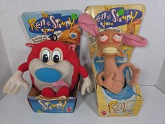 READ – Vintage 1992 REN & STIMPY Plush Dolls Mattel Nickelodeon Preowned