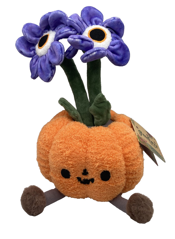 Russ Greenhouse Potted Purple Flower 12″ Plush PUMPKIN FLOWER New