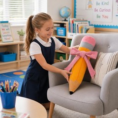 Cute Pencil Plush Pillow Classroom 17.7 in Large Crayon Throw Pillow Stuffy w…
