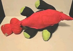 Stuffins Dinosaur Dragon Monster Plush Puffy Nylon Black & Neon Pink Parachute