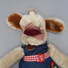 1981 Ganz Bros Stuffed Plush Girl Dog Hand Puppet Gray Puppy Stuffed Toy