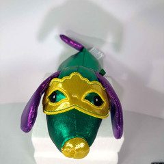 Mardi Gras Dachsund, Iridescent Green Balloon Dog Plush Stuffed Animal 8” Long