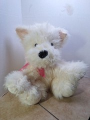 Walgreens White Fluffy Fuzzy Terrier Westie Sitting Puppy Dog 14″ Pink Ears