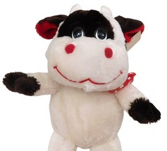 Dan Dee Valentine’s Day Cow Plush Black White Red Heart Bow Smiling Farmcore