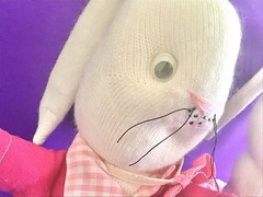 Bunny Plush Lot White Handmade Family Mom & Dad Nylon Easter Rabbits