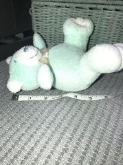 Mint Green Teddy Bear Plush Big Feet Stuffed Animal 5” Terry Cloth Blue Nose Toy