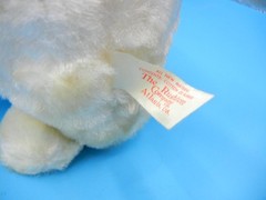 Vintage RUSHTON Tagged Plush Toy White Sitting Cat Pink Eyes