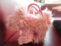 Cuddle Factory Pink Plush Furry FUZZY Dog Puppy Purse Handbag Sparkle Handles