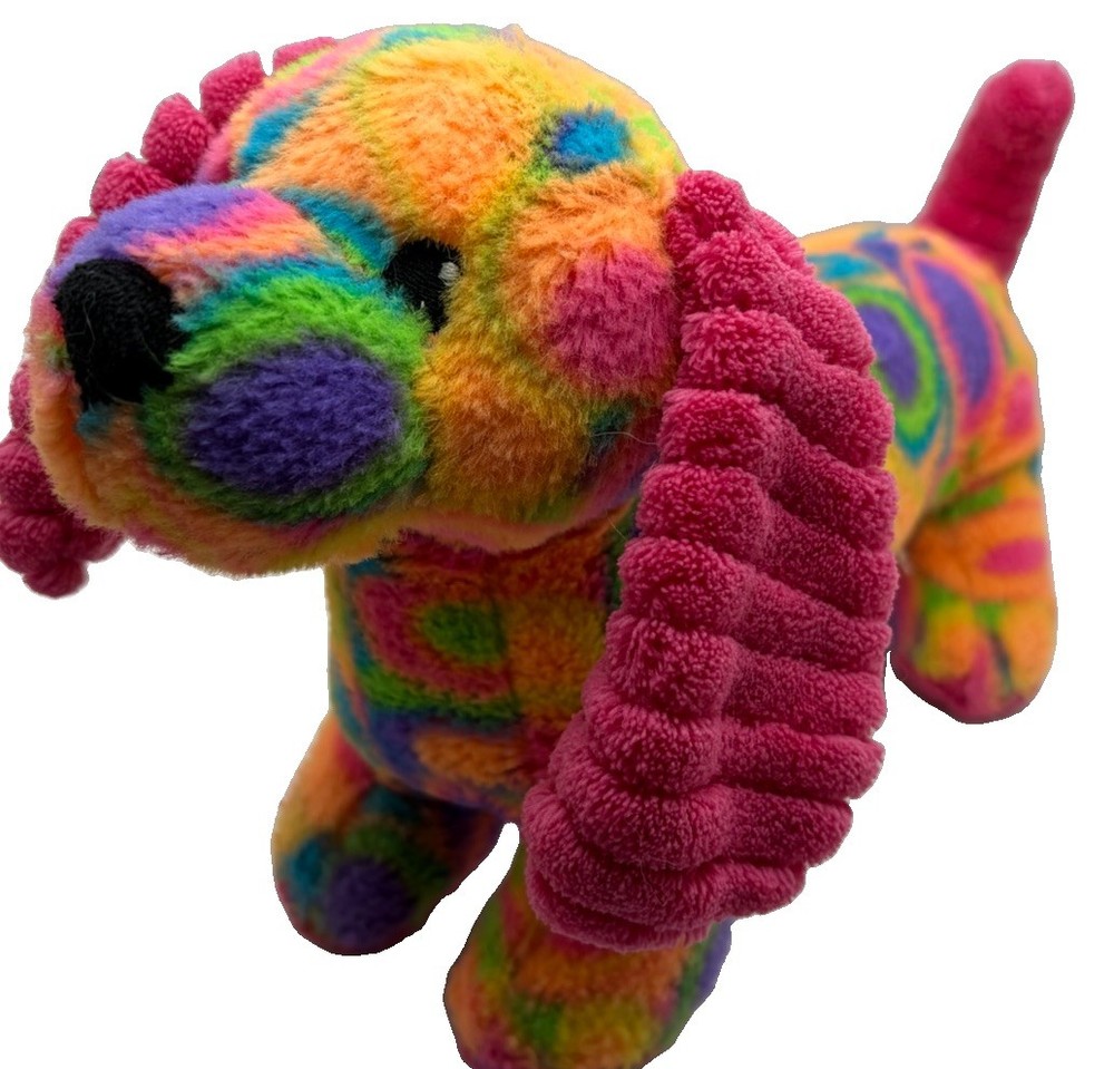 Toys R Us Dachshund Puppy Dog Plush 12” Stuffed Animal Neon Groovy Retro Pink