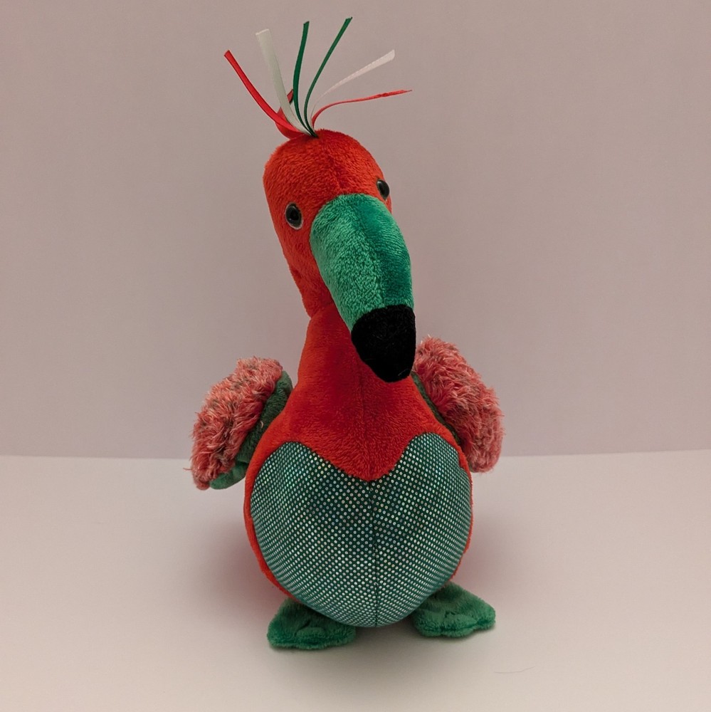 Ganz Webkinz Christmas Holidoodle Plush Red Green Stuffed Animal Bird HM739