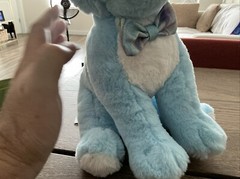 FAO Schwarz Sparklers Blue Bulldog Soft Plush Sitting Blue Sparkly Bow 12”