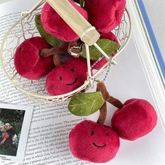 Fun and Cute Cherry Plush Keychain Couple Doll Backpack Pendant Mock Fruit Doll