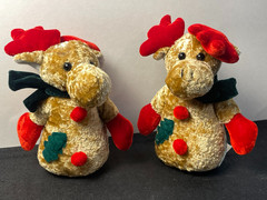Set of 2 Plush Christmas Moose Figures Genich Intl 9″ Holiday Decor Reindeer