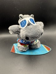 Vintage Style Surfing Hippo Plush Grey Hippopotamus Sunglasses Surfboard 6″