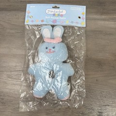 Vtg Terry Cloth Pastel Bunny Plush Colorblock Jordache Squeak Rattle Baby NEW