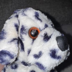 VTG Dakin Sitting Puppy Dog Plush Purple Cheetah Spots 9” Scratch Eyes Dalmatian