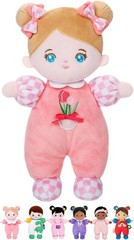 OUOZZZ Soft Plush Baby Doll 10″ Tulip Pink Snuggle Buddy | First Birthday Toys f