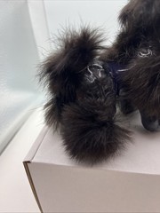Vintage Purple Poodle Dog Figurine Black Real Fur 4” Collectible Gift- Japan