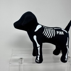 Victorias Secret Skeleton Pink Black Dog Plush Stuffed Animal Cuddle Puppy VS 7″