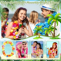 120 Packs Hawaiian Luau Leis Bulk Tropical Hawaii Theme Silk Multicolour