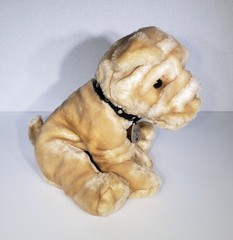 RARE Keel Toys Realistic Shar Pei Dog & Collar Wrinkles Plush Stuffed Toy 12″EUC