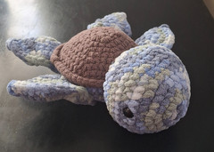 Crochet Amigurumi Plushie Green Blue Brown Turtle Stuffed Animal 9” Handmade