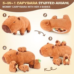 5-in-1 Capybara Stuffed Animals with Babies Inside, 5Pcs Set Capybara Plush w…