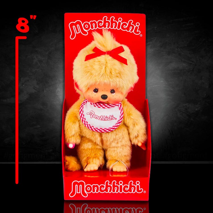 8″ Large Monchhichi Doll – Girl with Beige Fur – Authentic Monkey Plush, NWT