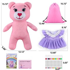 Coloring Plush Toy with 12 Washable Markers for Little Girls Doodle Dolls for…