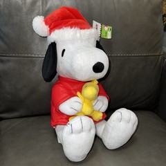Charlie Brown Peanuts Snoopy Woodstock Santa Hat Red Coat Plush Kcare Christmas