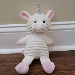 Holiday Time Small White & Pink Unicorn Stuffed Animal 7.5″ Ribbed Plush Pal