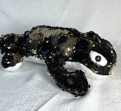 Redemption Plus Black and Gold Reversible Sequin Chameleon Plush 12”