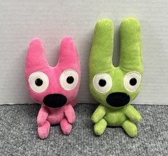 Hallmark Hoops and Yoyo Stuffed Plush Toys Set Green & Pink 6″ Vintage 2004