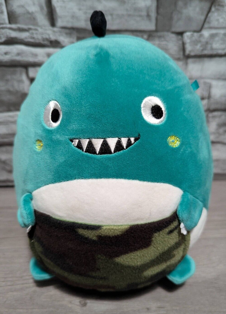 9″ Teal Blue Plush Fat Chubby Dinosaur Dragon Stuffed Animal Pillow Monster Toy