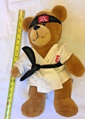 Karate Plush Caramel Tan Bear Stuffed Animal 16” with Cute White Karate Outfit
